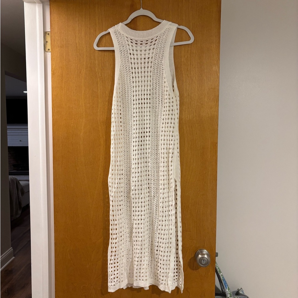 White Sleeveless Crochet Coverup